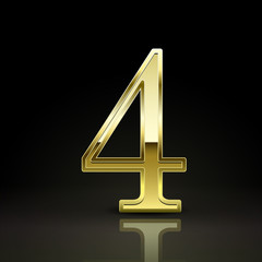 3d elegant golden number 4