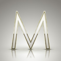 3d elegant pearl white alphabet M