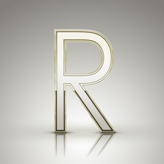 3d elegant pearl white alphabet R