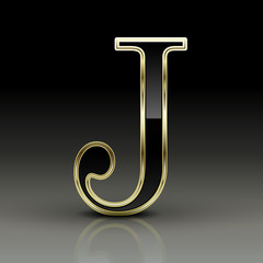 3d metallic black letter J