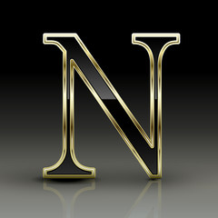 3d metallic black letter N
