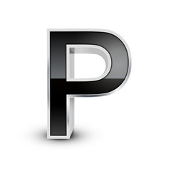 3d black metal alphabet P