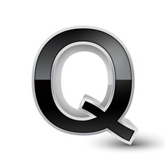 3d black metal alphabet Q