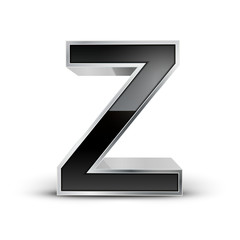 3d black metal alphabet Z