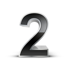 3d black metal number 2