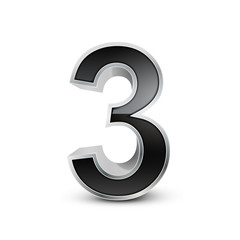 3d black metal number 3