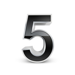 3d black metal number 5