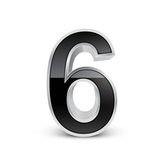 3d black metal number 6