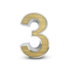 3d attractive wooden number 3