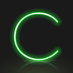 3d green neon light letter C