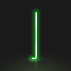 3d green neon light letter I