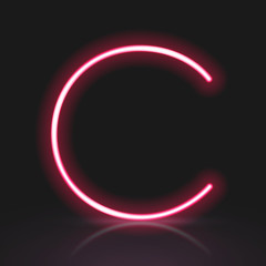 3d red neon light letter C