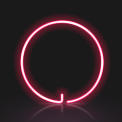 3d red neon light letter O