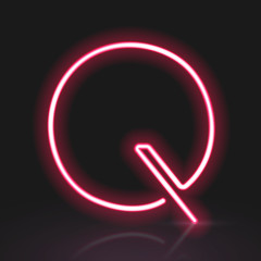 3d red neon light letter Q