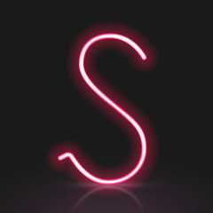3d red neon light letter S