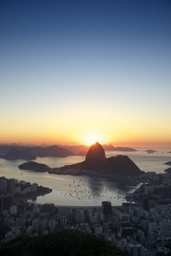 Rio de Janeiro Brazil Golden Sunrise Sugarloaf Mountain