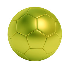 Green soccer ball isolated on white background