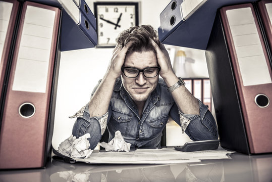 Man totally desperate at work