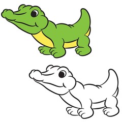 Outlined crocodile vector illustration. Isolated on white.