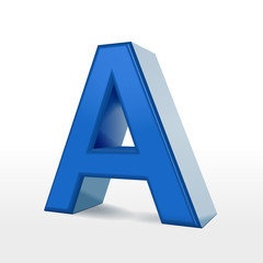 3d blue alphabet A