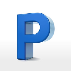 3d blue alphabet P