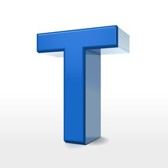 3d blue alphabet T