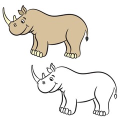 Outlined rhino vector illustration. Isolated on white.
