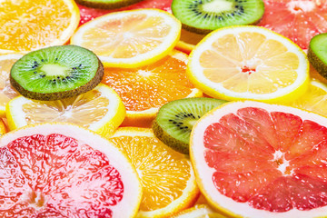 background with citrus-fruit of Fresh fruit slices