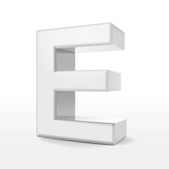 3d white alphabet E