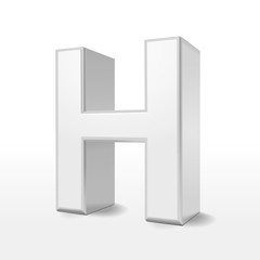 3d white alphabet H
