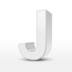 3d white alphabet J