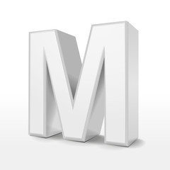 3d white alphabet M