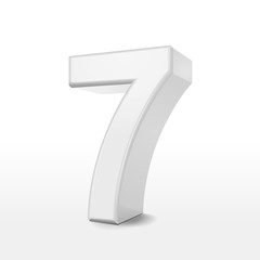 3d white number 7