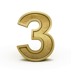 3d retro golden number 3