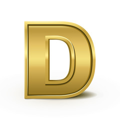 3d bright golden letter D