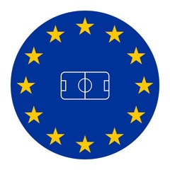 Terrain de sports dans un drapeau europ&eacute;en