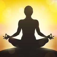 Illustration of Yoga pose, vector woman's flat silhouette