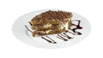 Piece of chocolate cake on a plate
