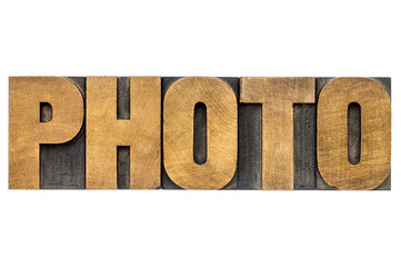 photo word in wood type