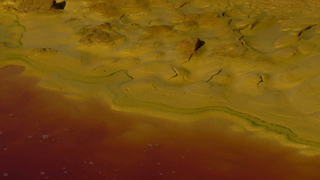  Red water and yellow mud in Rio Tinto; Huelva, Spain