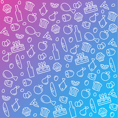 pattern icons line, outline food and products in flat style