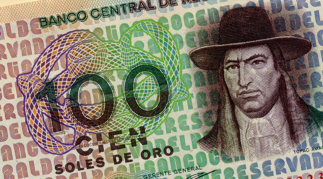 Tupac Amaru II on Old Banknote from Peru.