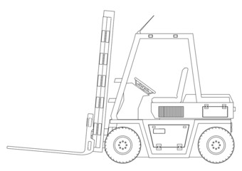 Drawing Forklift on a white background