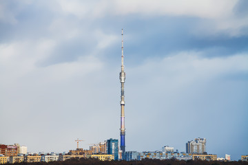 gray rainy overcast sky over city