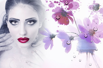 Flowers and water girl