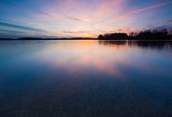 Long exposure lake at sunset