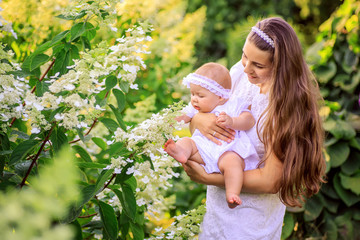 Mother and little daughter in the park