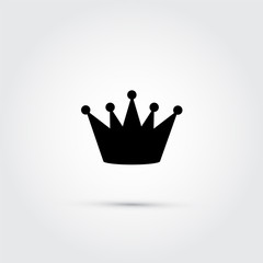 Vector crown, black silhouette on grey background