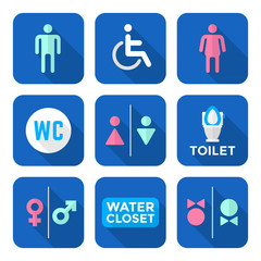various colorful flat style water closet signs toilet restroom i