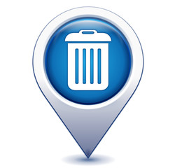 poubelle sur marqueur géolocalisation bleu